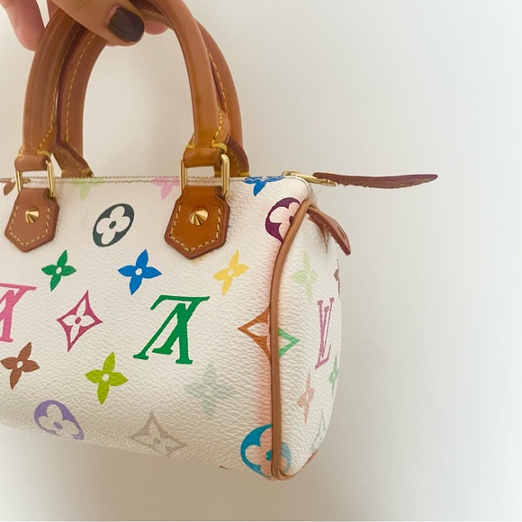 SOLD 🥰🥰Authentic Louis Vuitton White Multicolor Mini Speedy - Picture 4 of 13